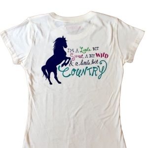 Women’s Farm Girl "Little Bit Country" Horse Tee Large